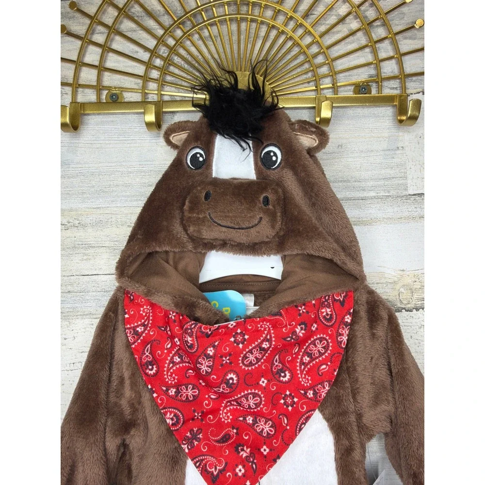 Starters Horse Costume Baby 3 Months Brown Plush Bandana Western NWT